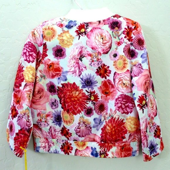 Florabelle Long Sleeve Floral Zip Bomber Jacket Size 2T - White/Pink - Picture 3 of 5